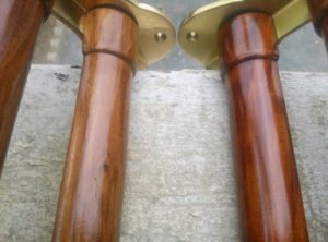 differences in wood color on brass and wood saddle rack