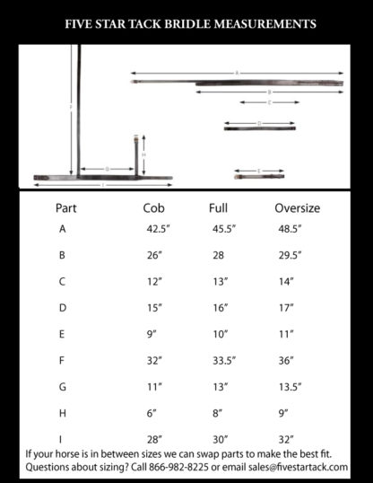 Five Star Tack Bridle Measurements