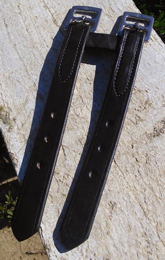 Black  or Brown Heavy Bridle Leather Girth Extender Roller Buckles Amish Made 