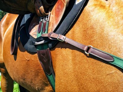 amerigo custom breastplate buckle view on horse