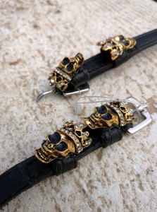 Gold skulls custom spur straps