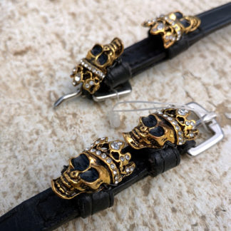 Gold skulls custom spur straps