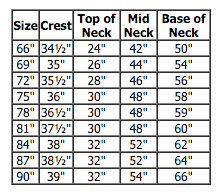 Back On Track Size Chart