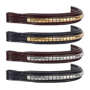 COB 15, BROWN Cwell Equine Browband Brass Clincher hand made Black/Brown 