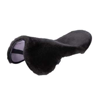 FSS Faux Sheepskin Fur Seat Cover – Fluffy, Warm & Cosy Saddle Pad – Black